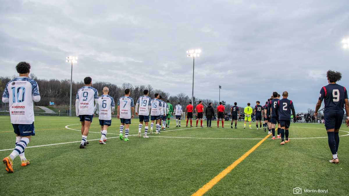 vaughan and simcoe players walk out